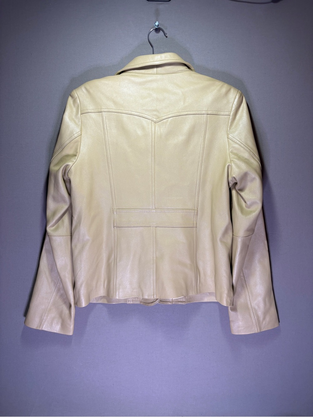Vintage Montanaco Champagne Leather Jacket Blazer NWT Womens Large - Picture 2 of 11
